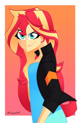 Size: 2200x3373 | Tagged: safe, artist:xan-gelx, imported from derpibooru, sunset shimmer, human, equestria girls, clothes, female, humanized, smiling, solo