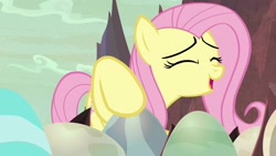 Size: 1920x1080 | Tagged: safe, imported from derpibooru, screencap, fluttershy, pony, sweet and smoky, cute, egg, female, happy, mare, shyabetes, solo