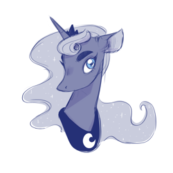 Size: 1280x1280 | Tagged: safe, artist:jellynut, imported from derpibooru, princess luna, pony, bust, crown, female, jewelry, peytral, portrait, regalia, simple background, solo, white background