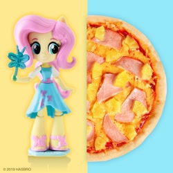 Size: 2000x2000 | Tagged: safe, imported from derpibooru, fluttershy, equestria girls, doll, equestria girls minis, female, food, ham, irl, meat, official, photo, pineapple, pineapple pizza, pizza, toy, wat