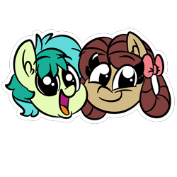 Size: 1500x1500 | Tagged: safe, artist:amethystcutey, imported from derpibooru, sandbar, yona, earth pony, pony, yak, she's all yak, bust, cute, female, head only, male, open mouth, outline, ponified, pony yona, portrait, sandabetes, shipping, simple background, species swap, sticker, straight, teenager, transparent background, yonabar, yonadorable