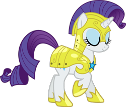 Size: 2180x1868 | Tagged: safe, artist:phucknuckl, imported from derpibooru, rarity, pony, unicorn, sparkle's seven, armor, armorarity, eyes closed, female, helmet, hoof shoes, inkscape, mare, raised hoof, royal guard armor, royal guard rarity, simple background, transparent background, vector