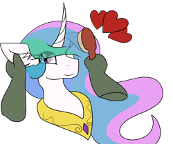 Size: 1500x1252 | Tagged: safe, artist:codras, imported from derpibooru, princess celestia, oc, oc:anon, alicorn, pony, brush, bust, cute, cutelestia, disembodied hand, eye clipping through hair, hand, heart, portrait, simple background, transparent background