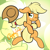 Size: 3000x3000 | Tagged: dead source, safe, artist:kimjoman, artist:php142, imported from derpibooru, applejack, earth pony, pony, accessories, accessory, bedroom eyes, cowboy hat, cute, female, gradient background, hat, hug, jackabetes, looking at you, lying down, one eye closed, solo, strategically covered, tail censor, tail hug, wink, zoom layer