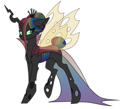 Size: 1920x1722 | Tagged: safe, artist:kxttponies, imported from derpibooru, oc, oc only, changepony, hybrid, aside glance, female, hair bun, interspecies offspring, magical lesbian spawn, offspring, parent:queen chrysalis, parent:rainbow dash, parents:chrysadash, sideways glance, simple background, solo, transparent background