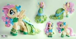 Size: 1920x999 | Tagged: safe, artist:meplushyou, imported from derpibooru, fluttershy, pegasus, pony, the best night ever, clothes, dress, female, gala dress, irl, mare, photo, plushie, smiling, solo, spread wings, standing, wings