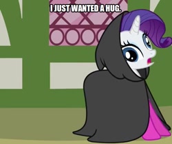 Size: 595x500 | Tagged: safe, edit, edited screencap, imported from derpibooru, screencap, rarity, pony, unicorn, too many pinkie pies, caption, cropped, derp, female, image macro, solo, text
