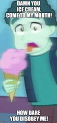 Size: 500x1075 | Tagged: safe, edit, edited screencap, imported from derpibooru, screencap, mint chip, equestria girls, equestria girls series, run to break free, spoiler:eqg series (season 2), cropped, family guy, food, ice cream, male, solo, tongue out