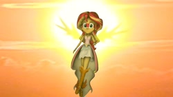 Size: 4026x2265 | Tagged: safe, alternate version, artist:fazbearsparkle, imported from derpibooru, sunset shimmer, equestria girls, friendship games, 3d, alternate hairstyle, daydream shimmer, looking at you, sky, sky background, source filmmaker, sun, sunset