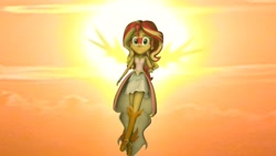 Size: 4026x2265 | Tagged: safe, alternate version, artist:fazbearsparkle, imported from derpibooru, sunset shimmer, equestria girls, friendship games, 3d, alternate hairstyle, daydream shimmer, looking at you, sky, sky background, source filmmaker, sun, sunset, sunshine shimmer