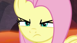 Size: 1920x1080 | Tagged: safe, imported from derpibooru, screencap, fluttershy, pegasus, pony, sweet and smoky, badass, close-up, female, flutterbadass, mare, solo
