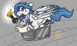 Size: 5000x3000 | Tagged: safe, artist:ruef, imported from derpibooru, oc, oc only, oc:delta dart, oc:vintage collection, hippogriff, leonine tail, map, minecart, minecraft, patreon, patreon reward, size difference, talons