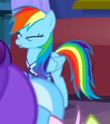 Size: 255x289 | Tagged: safe, imported from derpibooru, screencap, rainbow dash, pony, the end in friend, cropped, cute, dashabetes, eyes closed, faic, solo focus