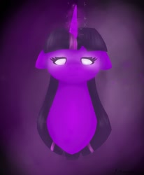Size: 1055x1280 | Tagged: safe, artist:penpale-heart, imported from derpibooru, twilight sparkle, pony, abstract background, bust, female, floppy ears, glowing eyes, glowing horn, horn, lidded eyes, looking at you, mare, solo