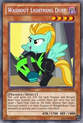 Size: 333x493 | Tagged: safe, artist:poppixierex, edit, imported from derpibooru, lightning dust, pony, card, ccg, clothes, trading card, trading card edit, uniform, washouts uniform