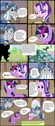 Size: 2288x5200 | Tagged: safe, artist:mr100dragon100, imported from derpibooru, star swirl the bearded, starlight glimmer, twilight sparkle, alicorn, pony, comic:to reform a queen, chaos, comic, discorded landscape, reupload, twilight sparkle (alicorn)