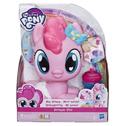 Size: 800x800 | Tagged: safe, imported from derpibooru, pinkie pie, pony, rainbow roadtrip, baby, baby bottle, baby pie, baby pony, bib, cute, daaaaaaaaaaaw, diaper, diapinkes, female, hasbro is trying to murder us, irl, photo, toy