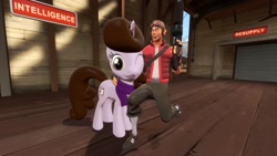 Size: 1920x1080 | Tagged: safe, deleted from derpibooru, imported from derpibooru, oc, oc:kindheart, pony, 2fort, 3d, clothes, cute, gmod, one eye closed, scarf, scout, team fortress 2, wink