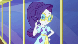 Size: 800x450 | Tagged: safe, imported from derpibooru, screencap, rarity, equestria girls, equestria girls series, i'm on a yacht, spoiler:eqg series (season 2), animated, bedroom eyes, clothes, cruise outfit, dress, fabulous, female, geode of shielding, gif, hand on hip, lidded eyes, looking at you, magical geodes, smiling, solo, sparkles, stupid sexy rarity, sunglasses