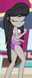 Size: 250x608 | Tagged: safe, imported from derpibooru, screencap, captain planet, octavia melody, valhallen, equestria girls, equestria girls series, i'm on a yacht, spoiler:eqg series (season 2), adorasexy, animated, bikini, bikini babe, clothes, cropped, cute, dancing, eyes closed, finger snap, gif, legs, midriff, offscreen character, sexy, solo focus, swimsuit, tavibetes