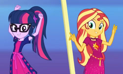 Size: 1182x709 | Tagged: safe, imported from derpibooru, screencap, sci-twi, sunset shimmer, twilight sparkle, equestria girls, i'm on a yacht, spoiler:eqg series (season 2), duo, female, geode of empathy, geode of telekinesis, magical geodes