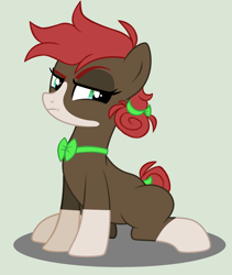 Size: 2160x2560 | Tagged: dead source, safe, artist:grumppanda, artist:loveedovey, imported from derpibooru, oc, oc only, oc:alizarin fruits, earth pony, pony, bowtie, female, mare, simple background, sitting, solo