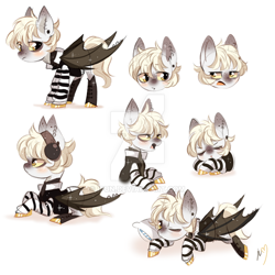 Size: 800x800 | Tagged: safe, artist:ipun, imported from derpibooru, oc, oc only, oc:black parade, bat pony, pony, chibi, clothes, deviantart watermark, male, obtrusive watermark, solo, stallion, watermark