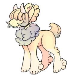 Size: 2000x2000 | Tagged: safe, artist:poofindi, imported from derpibooru, oc, oc only, pony, fluffy, horns, pastel, simple background, solo, transparent background