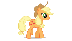 Size: 1280x720 | Tagged: dead source, safe, artist:foxyrustoneartist, imported from derpibooru, applejack, earth pony, pony, animated, applejack's hat, cowboy hat, female, hat, mare, simple background, smiling, solo, transparent background, walk cycle, walking