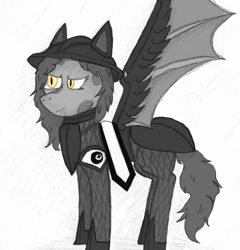 Size: 948x988 | Tagged: safe, artist:infinita est lux solis, imported from derpibooru, oc, oc:marble merlon, bat pony, pony, fanfic:kriegbats, armor, enhanced traditional art, fanfic art