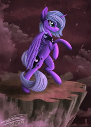 Size: 2500x3500 | Tagged: safe, artist:sigilponies, imported from derpibooru, princess luna, alicorn, pony, female, mare, rearing, s1 luna, solo