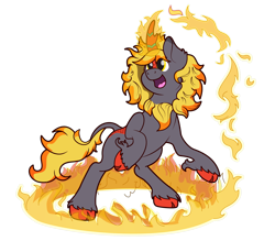 Size: 2004x1755 | Tagged: safe, artist:littletigressda, artist:moonlightfan, imported from derpibooru, oc, oc only, oc:electra pleiades, kirin, pony, commission, fire, firebending, kirin oc, simple background, solo, transparent background