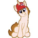 Size: 150x150 | Tagged: safe, artist:littletigressda, artist:moonlightfan, imported from derpibooru, oc, oc only, oc:white shield, pony, unicorn, cap, hat, pixel art, solo