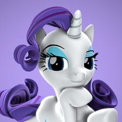 Size: 2160x2160 | Tagged: safe, artist:xppp1n, deleted from derpibooru, imported from derpibooru, rarity, pony, unicorn, 3d, female, looking at you, mare, purple background, simple background, solo, source filmmaker