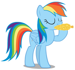 Size: 4500x4250 | Tagged: safe, artist:mrlolcats17, imported from derpibooru, rainbow dash, pegasus, pony, absurd resolution, chewing, corn, eating, eyes closed, female, food, herbivore, hoof hold, hooves, mare, simple background, solo, transparent background, vector, wings