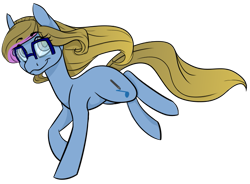 Size: 745x549 | Tagged: safe, artist:xenovie, deleted from derpibooru, imported from derpibooru, oc, oc only, oc:vixi, earth pony, pony, gift art, glasses, running, solo