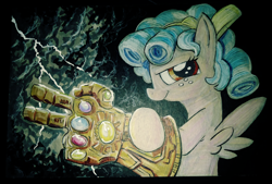 Size: 3984x2696 | Tagged: safe, artist:lytlethelemur, imported from derpibooru, cozy glow, pegasus, pony, avengers, avengers: endgame, avengers: infinity war, infinity gauntlet, xk-class end-of-the-universe scenario, xk-class end-of-the-world scenario