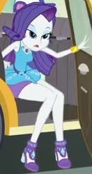 Size: 176x333 | Tagged: safe, imported from derpibooru, screencap, rarity, equestria girls, equestria girls series, fomo, spoiler:eqg series (season 2), clothes, cropped, eyeshadow, female, geode of shielding, high heels, legs, magical geodes, makeup, pencil skirt, rarity peplum dress, shoes, sitting, skirt, taxi, thighs