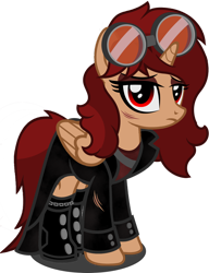 Size: 1280x1665 | Tagged: safe, artist:buckeyescozycafe, artist:fletcherthehuntress, imported from derpibooru, oc, oc only, oc:amber firesky, alicorn, pegasus, pony, alicorn oc, clothes, female, goggles, mare, simple background, solo, transparent background