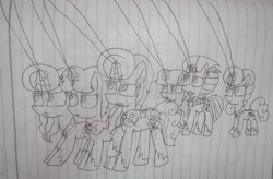 Size: 4450x2911 | Tagged: safe, artist:徐詩珮, imported from derpibooru, fizzlepop berrytwist, glitter drops, spring rain, tempest shadow, oc, oc:betty pop, oc:spring legrt, oc:storm lightning, unicorn, my little pony: the movie, angry, broken horn, female, glitter drops is not amused, glittershadow, half-siblings, hoof shoes, horn, lesbian, lineart, magic, magical lesbian spawn, mare, mother and daughter, next generation, offspring, older, parent:glitter drops, parent:spring rain, parent:tempest shadow, parents:glittershadow, parents:springdrops, parents:springshadow, polyamory, royal guard, shipping, siblings, sisters, spring rain is not amused, springdrops, springshadow, springshadowdrops, tempest becomes a royal guard, tempest shadow is not amused, traditional art