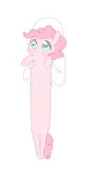 Size: 514x1024 | Tagged: safe, artist:yukutamil, imported from derpibooru, pinkie pie, human, pony, carrying, cute, diapinkes, duo, holding a pony, long, longcat, meme, ponified animal photo, ponk, simple background, white background