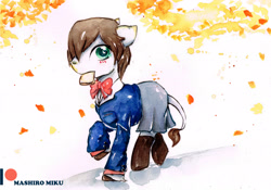 Size: 3437x2409 | Tagged: safe, artist:mashiromiku, imported from derpibooru, oc, pony, commission, patreon, patreon logo, traditional art, watercolor painting