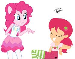 Size: 1280x999 | Tagged: safe, artist:mapleb, artist:ravenwolf-bases, imported from derpibooru, pinkie pie, dance magic, equestria girls, equestria girls series, spoiler:eqg specials, barely eqg related, base used, clothes, crossover, equestria girls style, equestria girls-ified, ponied up, strawberry shortcake, strawberry shortcake (character)