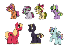 Size: 7500x4823 | Tagged: safe, artist:ressurectednightmare, imported from derpibooru, apple bloom, big macintosh, derpy hooves, scootaloo, shining armor, spike, pony, alternate universe, group