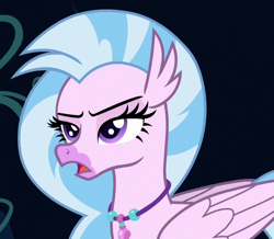 Size: 704x614 | Tagged: safe, imported from derpibooru, screencap, silverstream, hippogriff, uprooted, cropped, female, jewelry, necklace, silverstream is not amused, solo