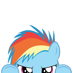 Size: 10000x10000 | Tagged: safe, artist:mrkat7214, imported from derpibooru, part of a set, rainbow dash, pegasus, pony, absurd resolution, cute, dashabetes, female, filly, filly rainbow dash, glare, looking at you, messy mane, peekaboo, peeking, simple background, solo, soon, transparent background, underhoof, younger