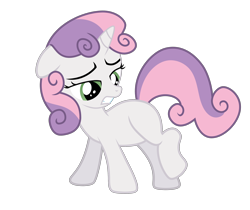 Size: 2500x2100 | Tagged: safe, artist:raziel grave, artist:razzlemind, imported from derpibooru, sweetie belle, pony, unicorn, blank flank, female, filly, raised leg, simple background, solo, transparent background