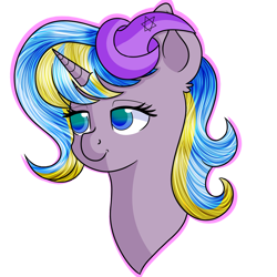 Size: 894x894 | Tagged: safe, artist:rainbowtashie, imported from derpibooru, ms. harshwhinny, trixie, oc, oc:strict talent, pony, unicorn, commissioner:bigonionbean, cute, fusion, fusion:ms. harshwhinny, fusion:strict talent, fusion:trixie, hat, star of david