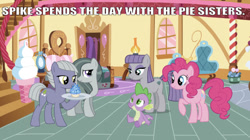 Size: 641x359 | Tagged: artist needed, safe, edit, edited screencap, editor:undeadponysoldier, imported from derpibooru, screencap, limestone pie, marble pie, maud pie, pinkie pie, spike, dragon, earth pony, pony, bed, bedroom, caption, chair, crack shipping, cupcake, female, flower, food, gem, happy, image macro, lamp, lucky bastard, male, marblespike, mare, maudspike, pie sisters, pinkiespike, plate, potted plant, raised hoof, sapphire, sapphire cupcake, shipping, siblings, sisters, sitting, smiling, sofa bed, spending time, spike gets all the mares, spike gets all the pie sisters, spikelove, spikestone, straight, sugarcube corner, text, when she smiles, window