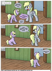 Size: 1400x1900 | Tagged: safe, artist:moemneop, imported from derpibooru, derpy hooves, dinky hooves, pony, comic:shifting changelings lies and truths, butt, comic, duo, duo female, female, mother and daughter, plot